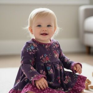 Matilda Jane Purple Floral Baby Dress with Bloomers 6-12M